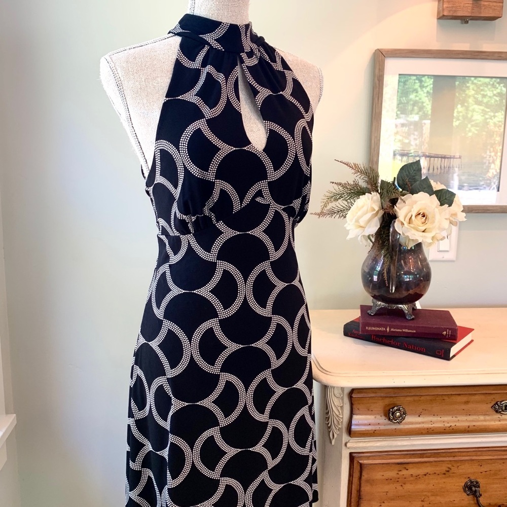 Halter Cut Black Cocktail Dress L